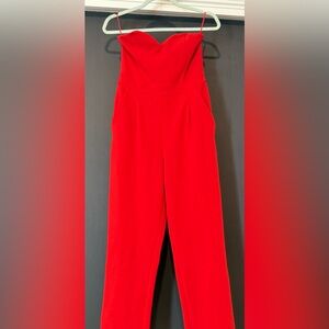 Express Vibrant Red Wide Leg Jumpsuit